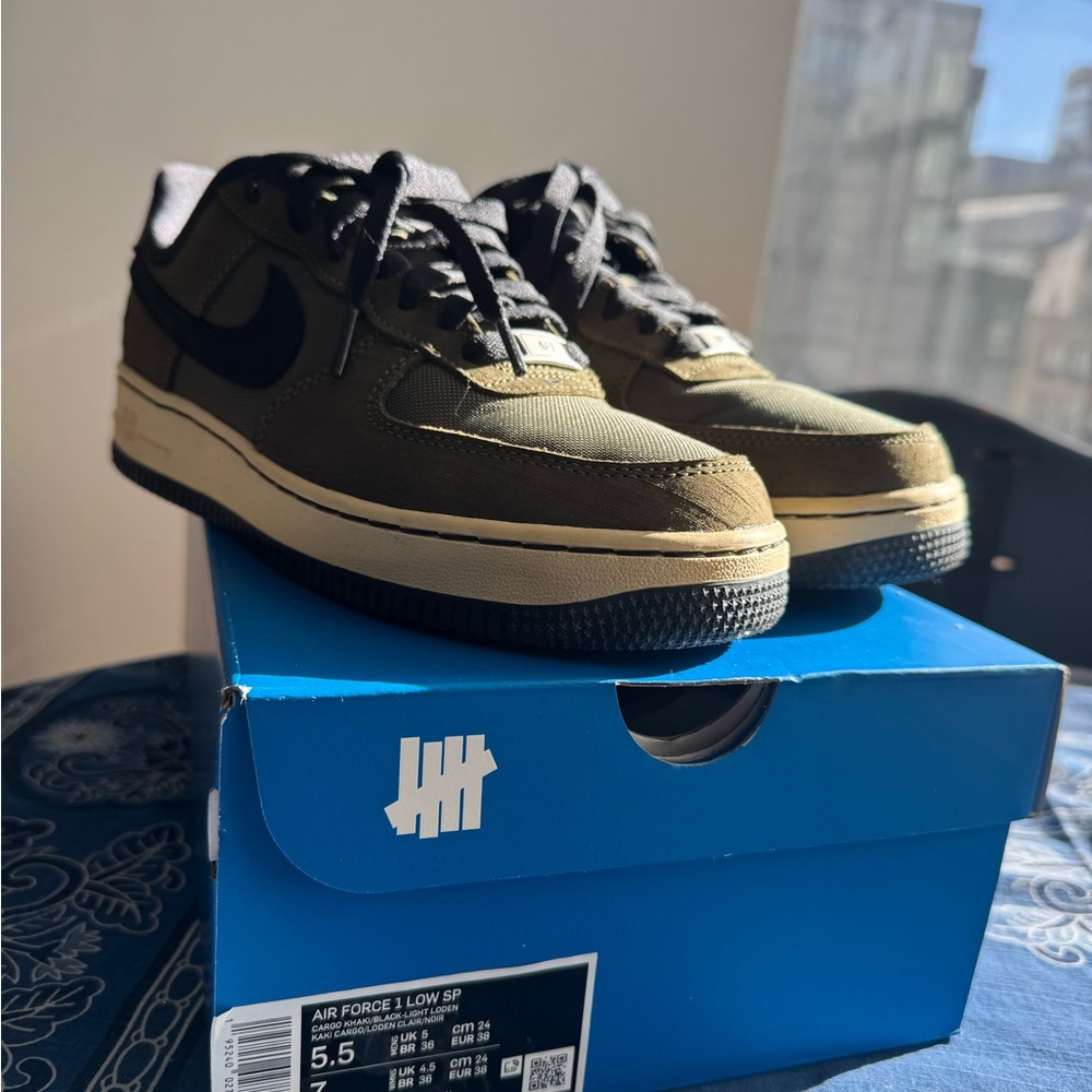 Undefeated Nike Air Force 1 Olive Green Sneakers - Picture 3 of 6
